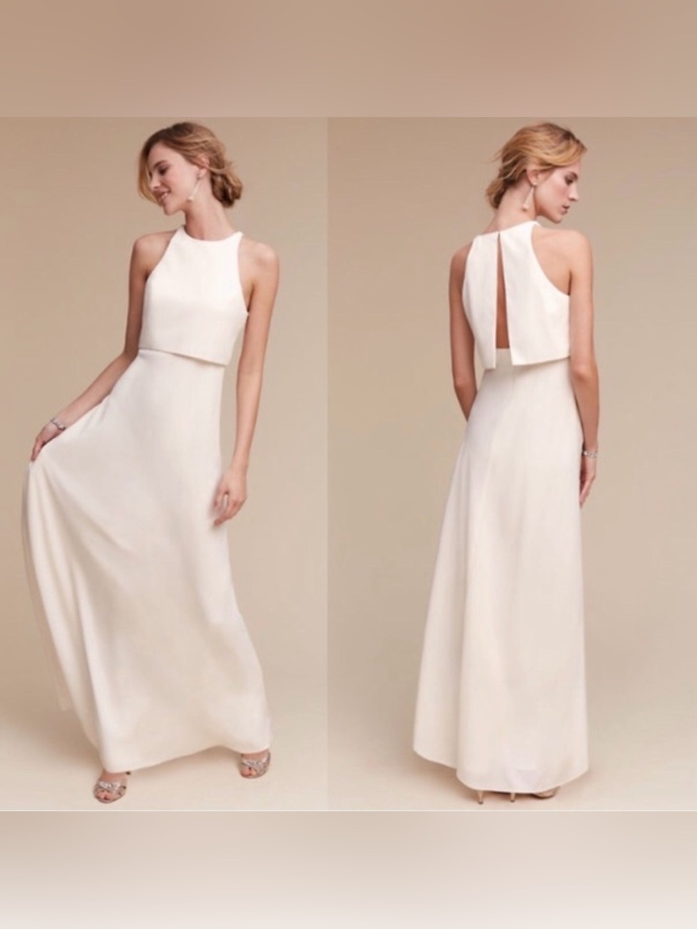 BHLDN+ Jill Stuart Anthropologie Sleeveless White Maxi Dress with Overlay Bodice